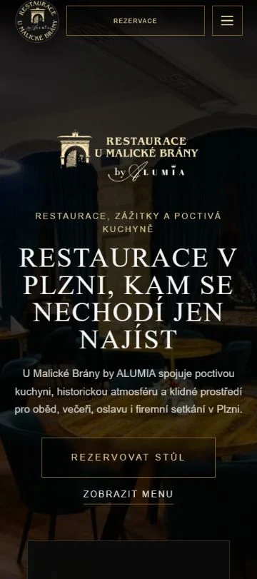 Мобільна версія сайту ресторану U Malické Brány