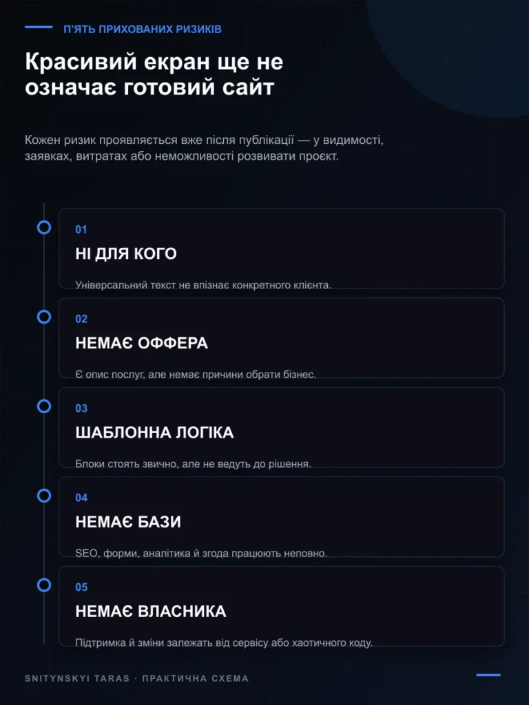 П’ять прихованих ризиків швидко згенерованого AI-сайту після публікації